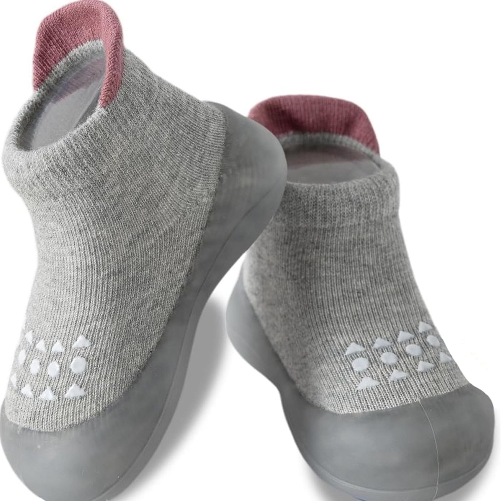 Gray and Pink Kids Slip-On Shoes